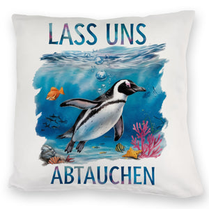 Lass uns abtauchen Pinguin Kissen Unterwasserszene