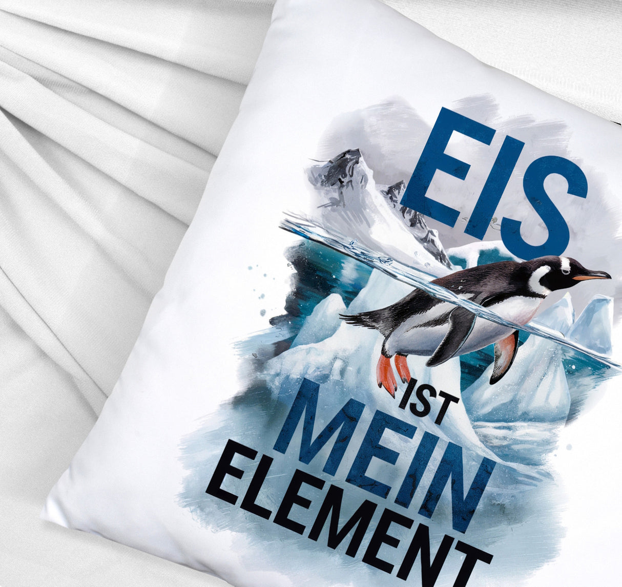 Eis ist mein Element Kissen Pinguin im Eis