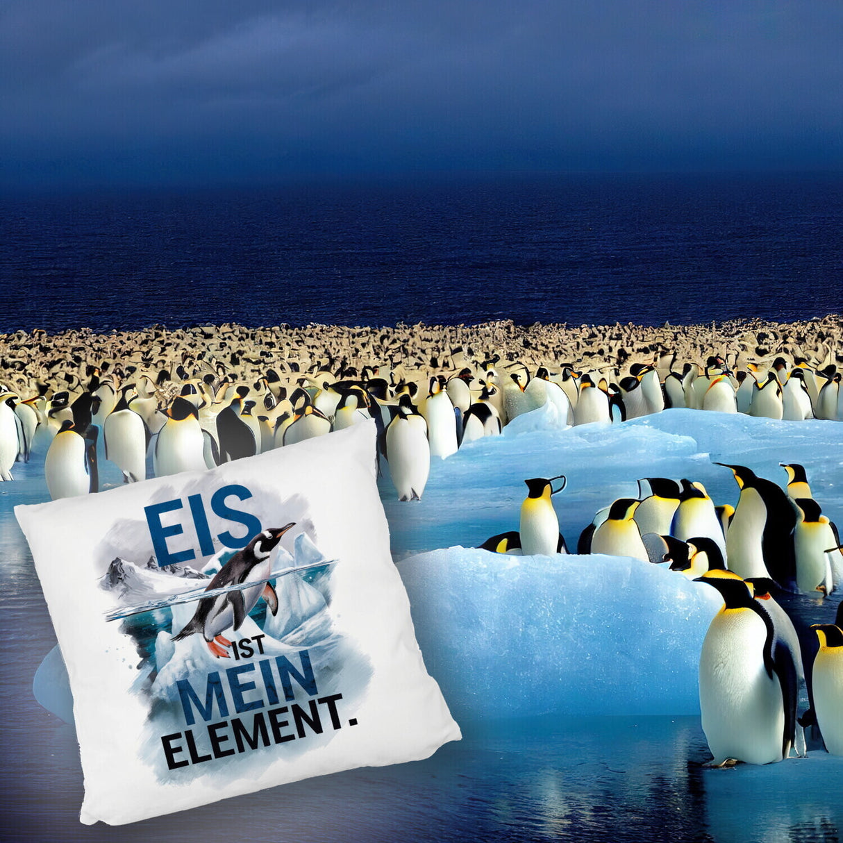 Eis ist mein Element Kissen Pinguin im Eis