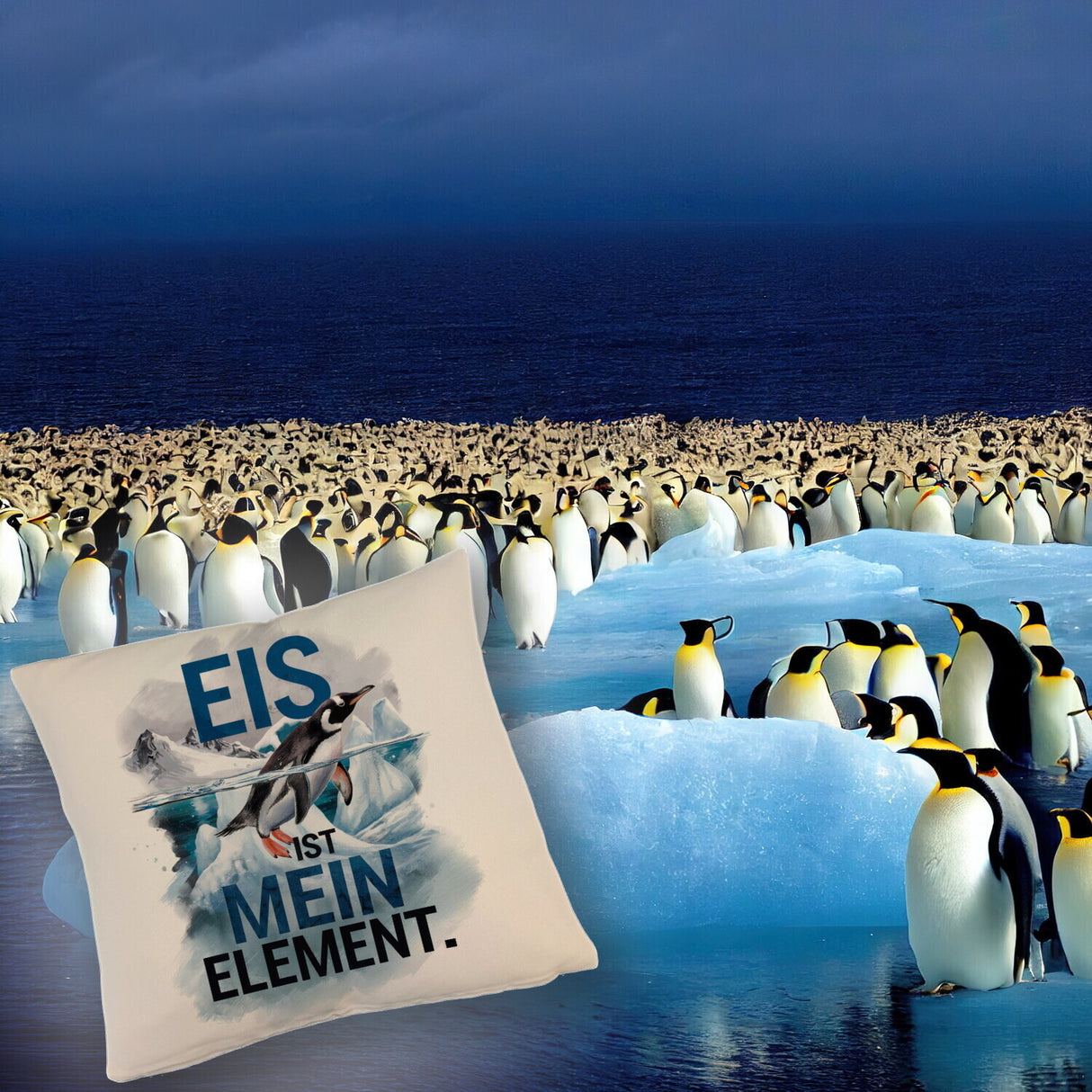 Eis ist mein Element Kissen Pinguin im Eis