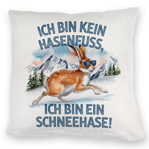 Alpenschneehase mit Sonnenbrille Kissen Kein Hasenfuss, Schneehase