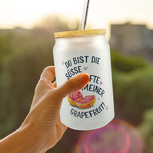 Süße Hälfte Trinkglas mit Bambusdeckel Grapefruit Illustration