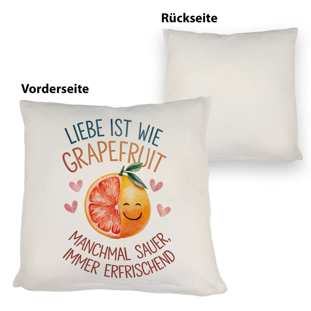 Grapefruit Kissen Liebe ist erfrischend