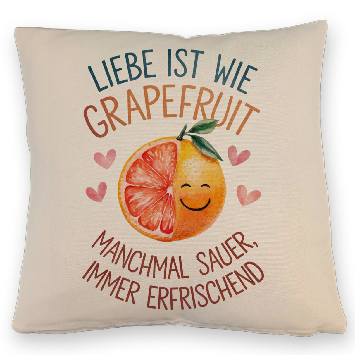 Grapefruit Kissen Liebe ist erfrischend