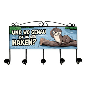 Otter mit Spruch Kleiderhaken Leiste mit 3 Haken - Wo ist der Haken?