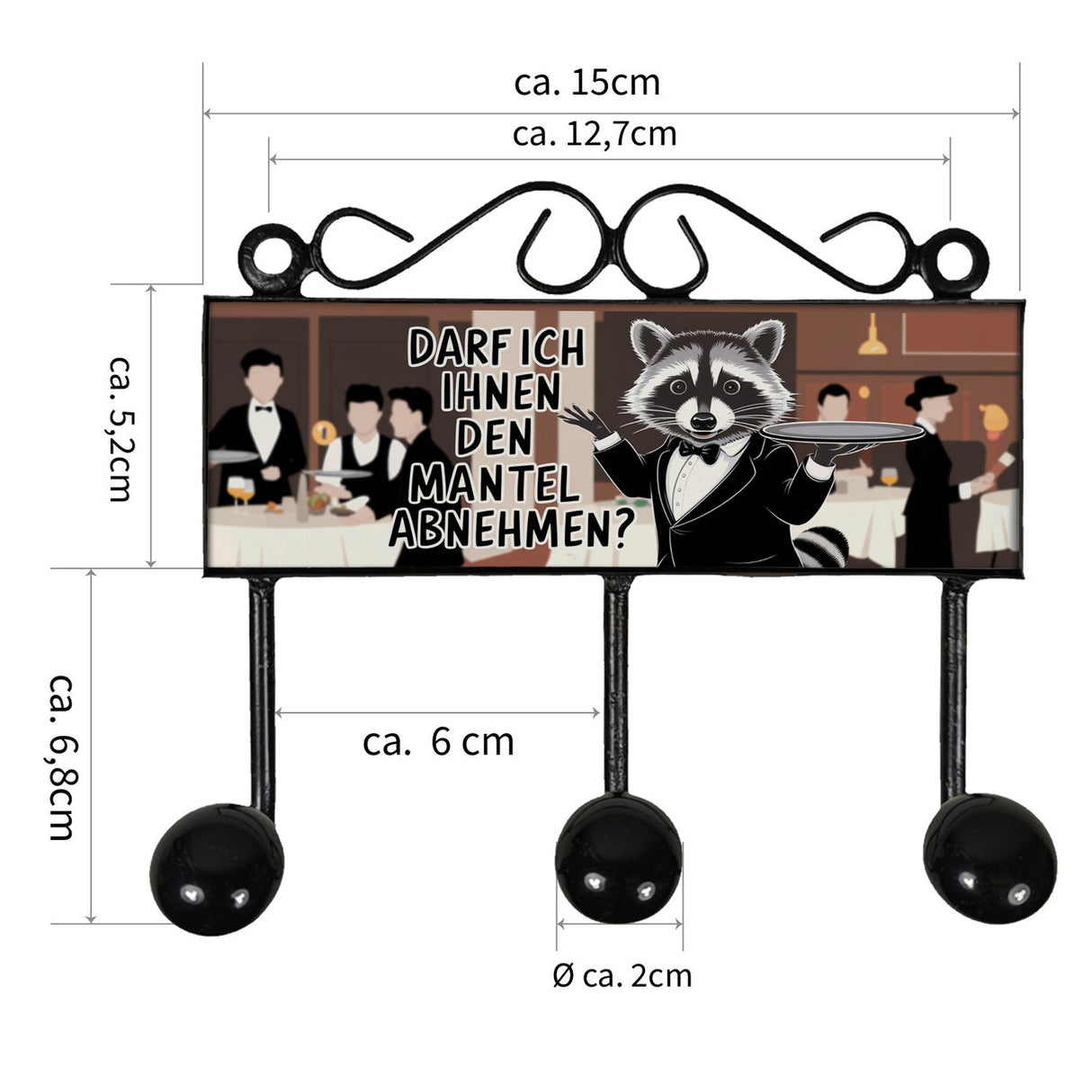 Waschbär Kellner Kleiderhaken Leiste mit 3 Haken - Garderobe abnehmen