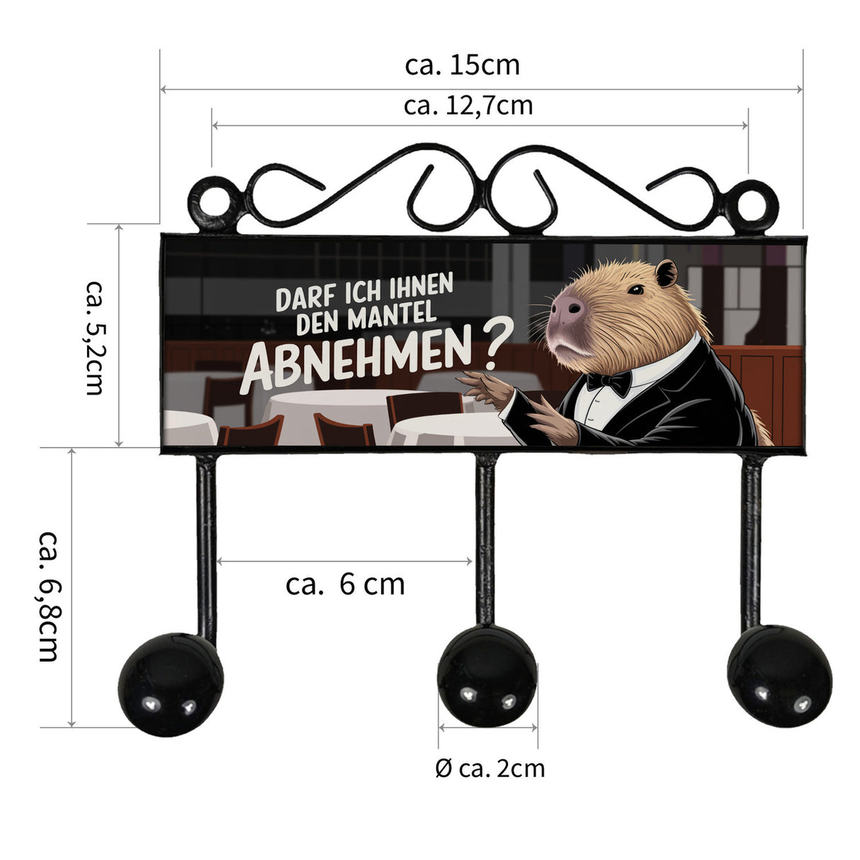 Capybara Kellner Kleiderhaken Leiste mit 3 Haken - Garderobe abnehmen