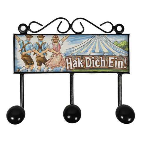 Bayerische Tracht Hak Dich Ein Kleiderhaken Leiste mit 3 Haken