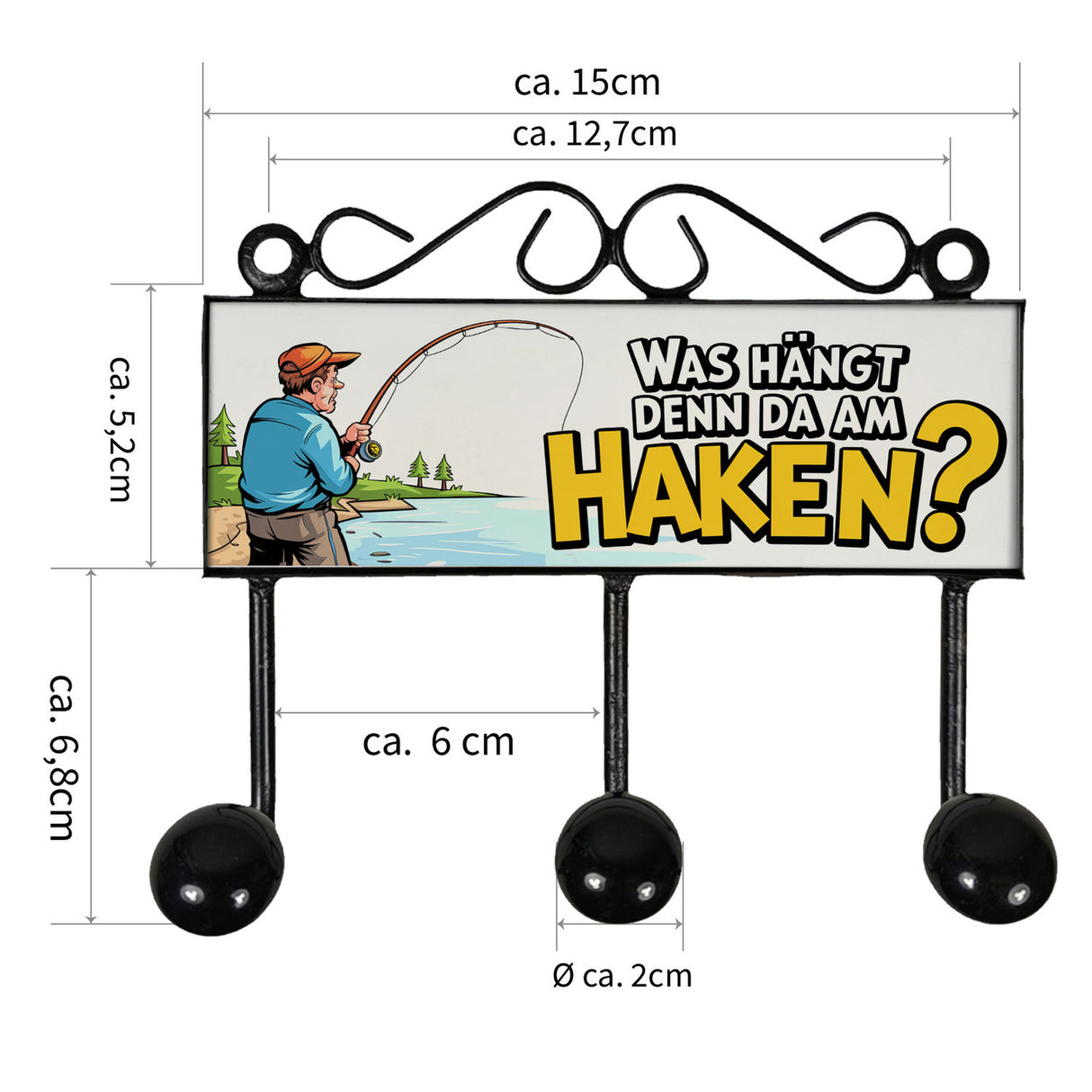 Was hängt denn da am Haken? Kleiderhaken Leiste mit 3 Haken für Angler