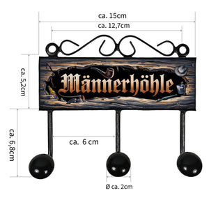 Männerhöhle Kleiderhaken Leiste mit 3 Haken für deinen Man-Cave