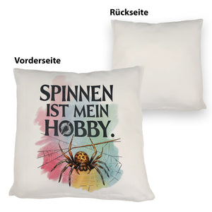 Spinnen ist mein Hobby Kissen - Spinne strickt Netz