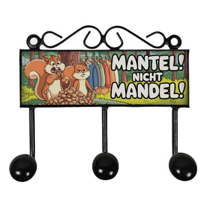 Eichhörnchen Kleiderhaken Leiste mit 3 Haken - MANTEL! Nicht Mandel!