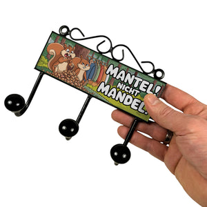 Eichhörnchen Kleiderhaken Leiste mit 3 Haken - MANTEL! Nicht Mandel!