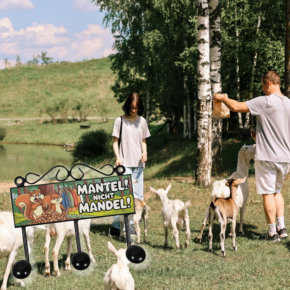 Eichhörnchen Kleiderhaken Leiste mit 3 Haken - MANTEL! Nicht Mandel!