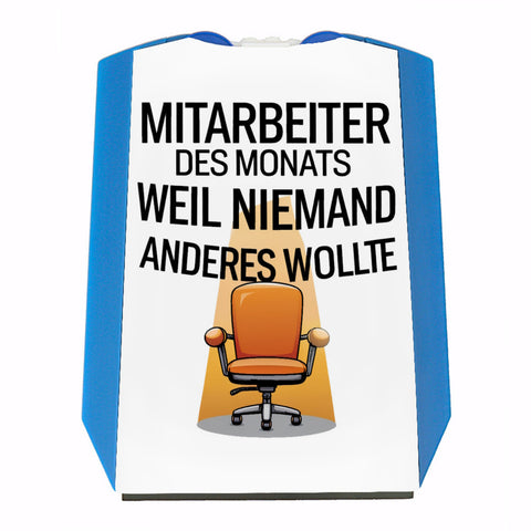 Leerer Bürostuhl Mitarbeiter des Monats Parkscheibe