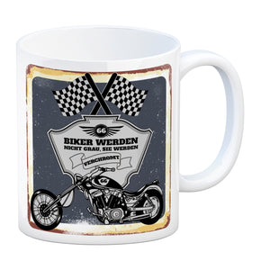 Motorradfahrer und Biker Kaffeebecher bzw. Tasse zum 66. Geburtstag als Geschenk