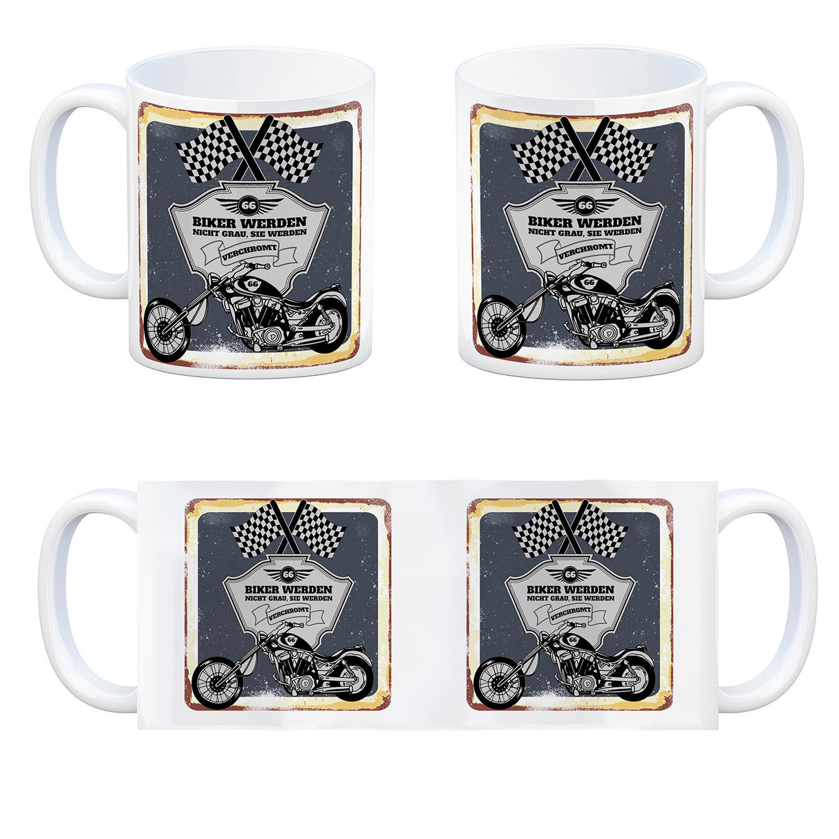 Motorradfahrer und Biker Kaffeebecher bzw. Tasse zum 66. Geburtstag als Geschenk