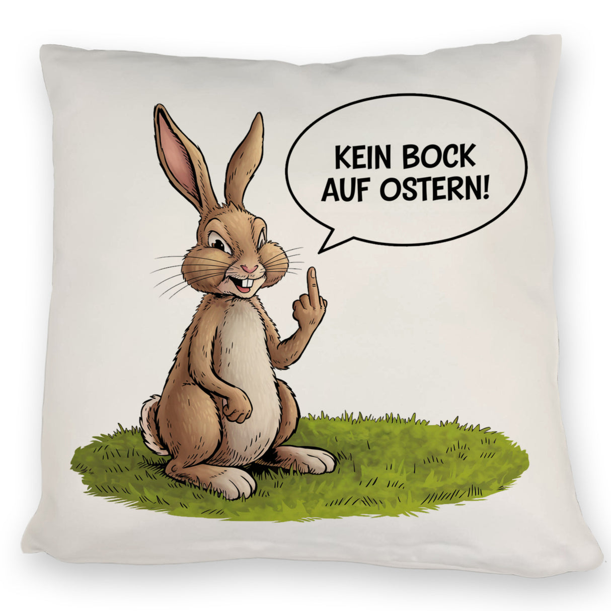 Kein Bock auf Ostern Kissen mit Mittelfinger-Hase