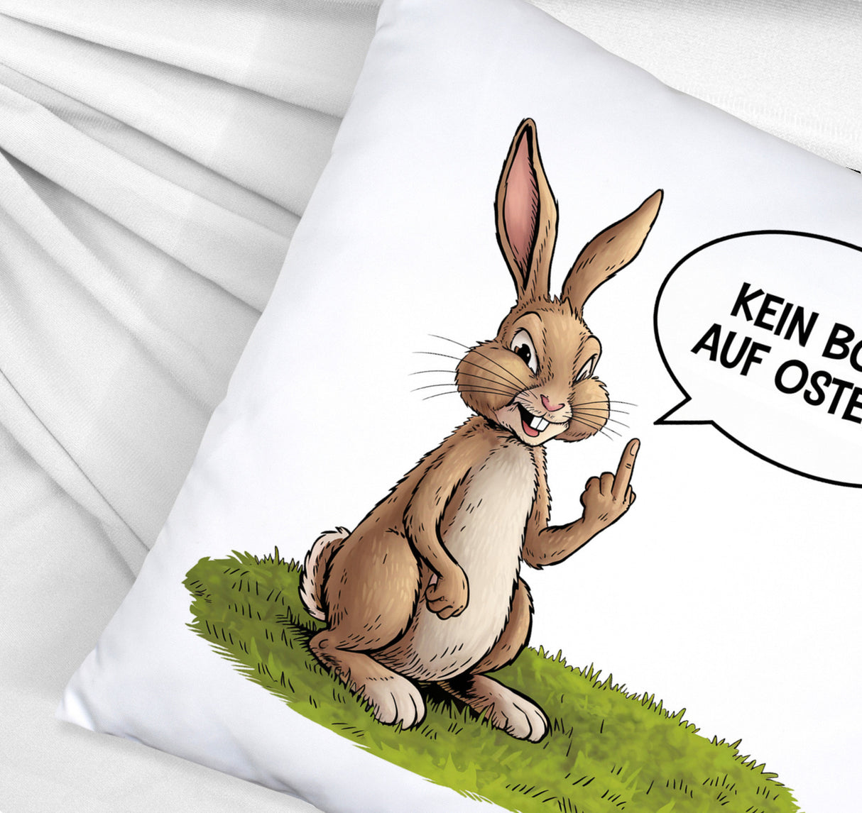 Kein Bock auf Ostern Kissen mit Mittelfinger-Hase