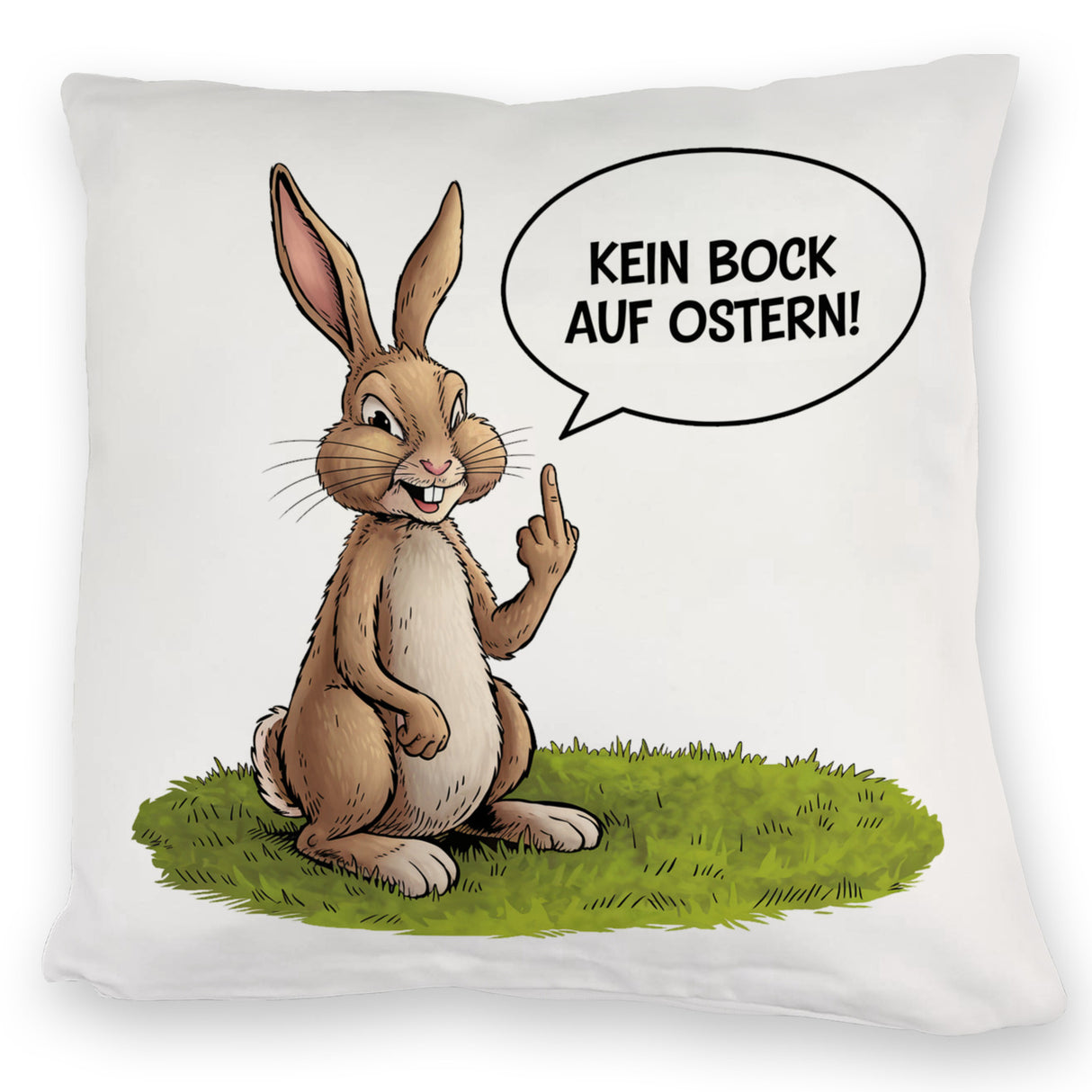 Kein Bock auf Ostern Kissen mit Mittelfinger-Hase