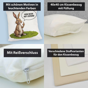 Kein Bock auf Ostern Kissen mit Mittelfinger-Hase