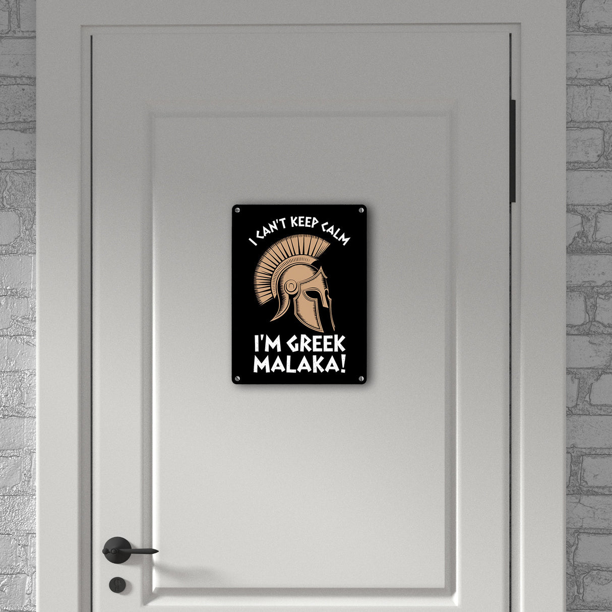 Griechischer Helm Metallschild in 15x20 cm - I can't keep calm Malaka