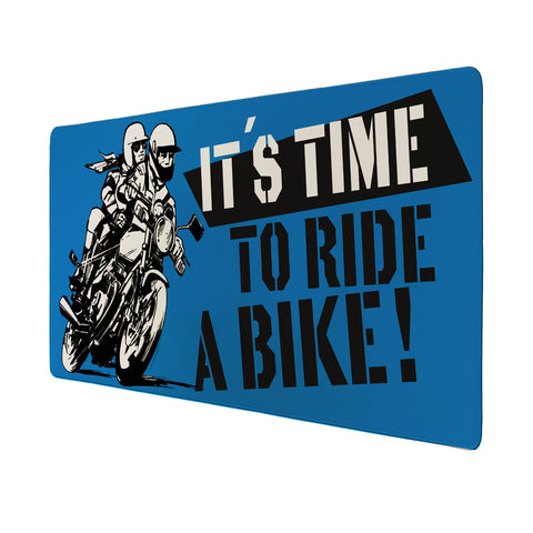 Its time to ride a bike! Schreibtischunterlage 69x31cm XXL Mauspad mit Retro Biker