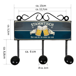 Stammtisch Kleiderhaken Leiste mit 3 Haken im Vintage Style