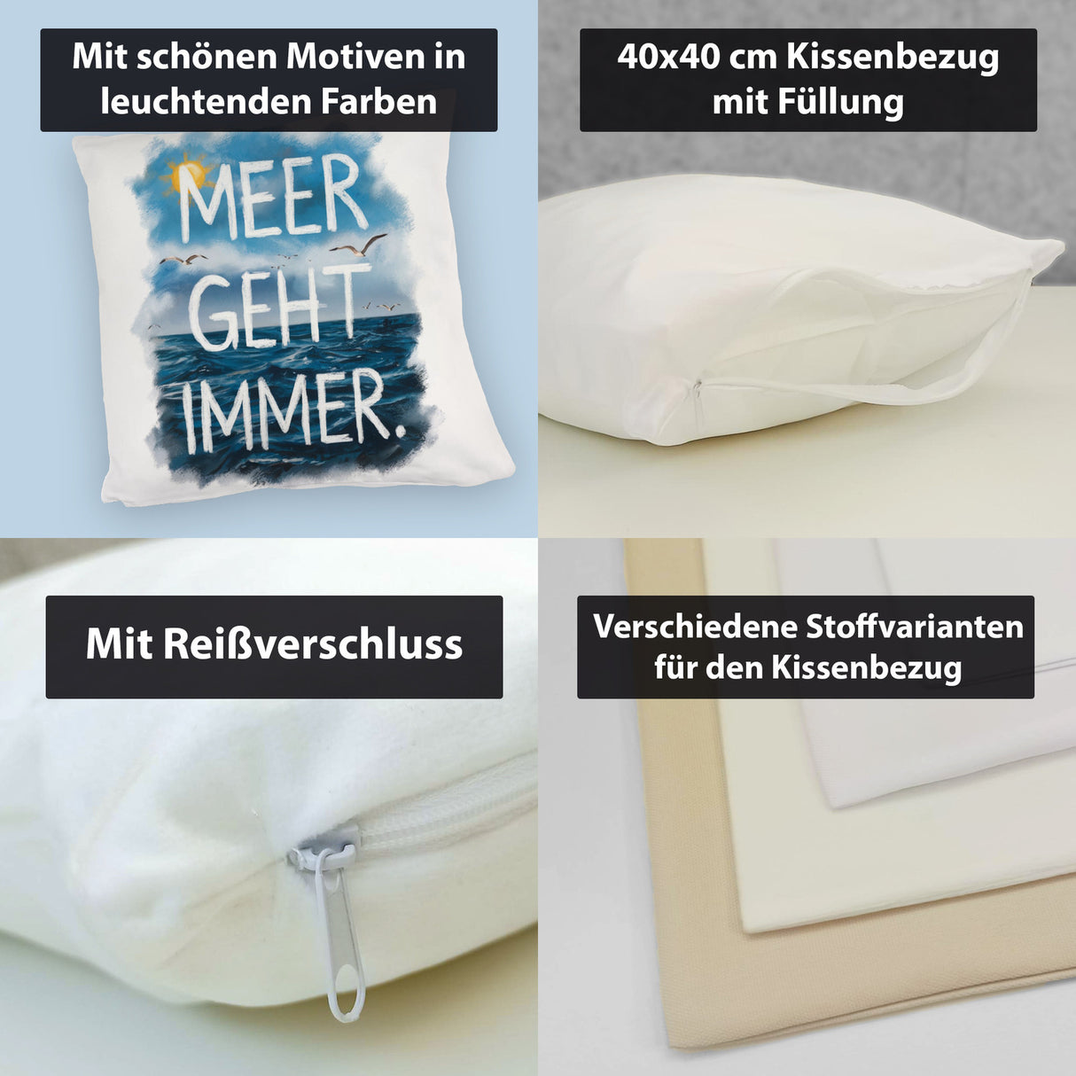 Meer geht immer Kissen Aquarell Design