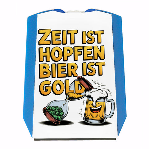 Zeit ist Hopfen, Bier ist Gold Parkscheibe Bierkrug & Sanduhr