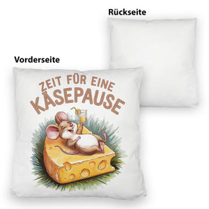 Fröhliche Maus auf Käse Kissen Käsepause