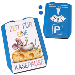 Fröhliche Maus auf Käse Parkscheibe Käsepause