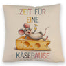 Fröhliche Maus auf Käse Kissen Käsepause