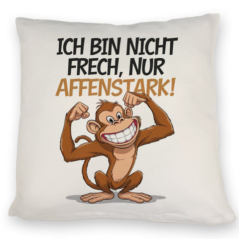 Nicht frech sondern Affenstark Kissen mit Cartoon Affe