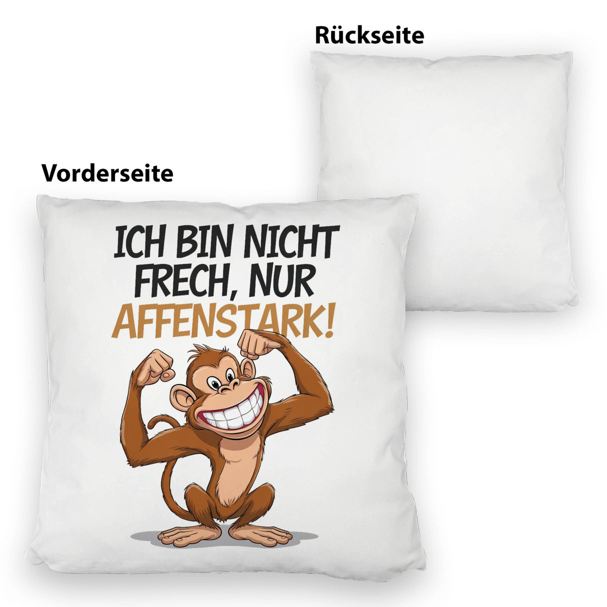 Nicht frech sondern Affenstark Kissen mit Cartoon Affe