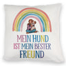 Hund ist bester Freund Kissen Frau umarmt Hund unter Regenbogen