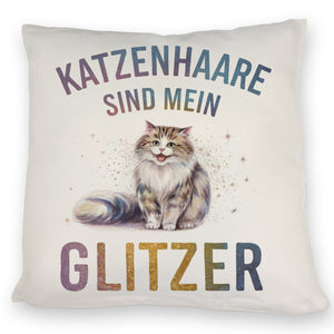 Katzenhaare sind Glitzer Kissen Fröhliche Flauschkatze