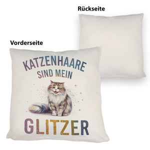 Katzenhaare sind Glitzer Kissen Fröhliche Flauschkatze