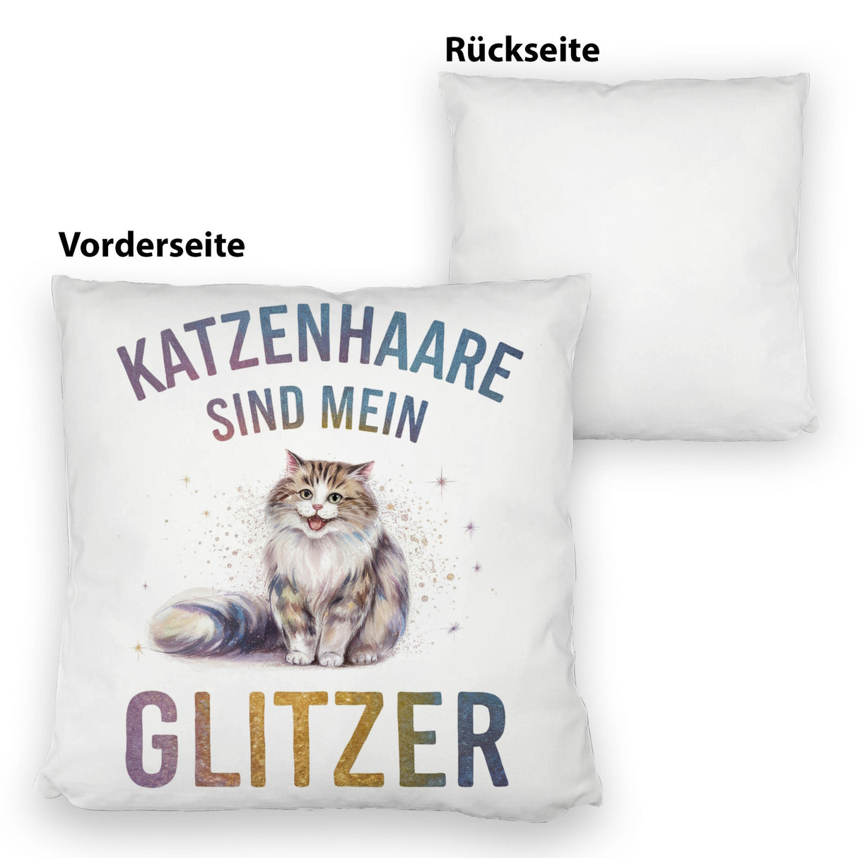 Katzenhaare sind Glitzer Kissen Fröhliche Flauschkatze