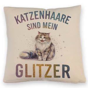 Katzenhaare sind Glitzer Kissen Fröhliche Flauschkatze