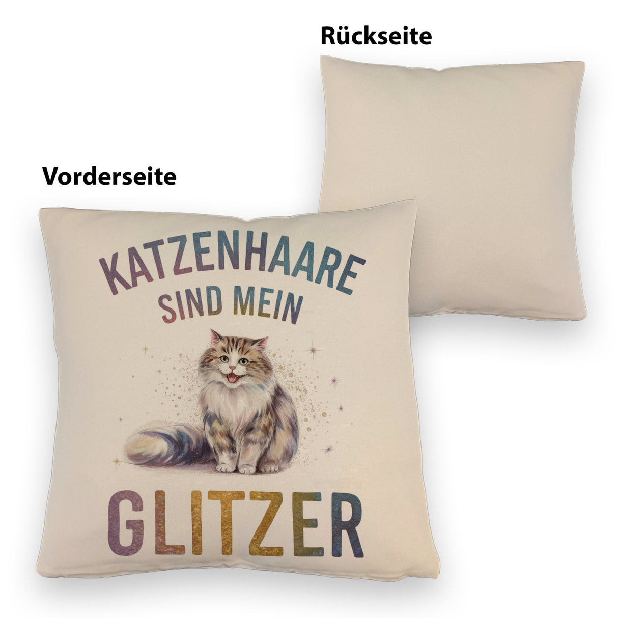 Katzenhaare sind Glitzer Kissen Fröhliche Flauschkatze