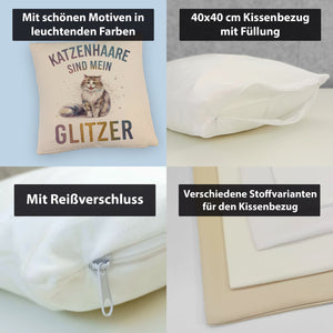 Katzenhaare sind Glitzer Kissen Fröhliche Flauschkatze