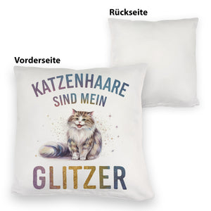 Katzenhaare sind Glitzer Kissen Fröhliche Flauschkatze