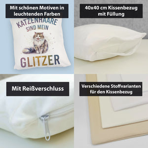 Katzenhaare sind Glitzer Kissen Fröhliche Flauschkatze