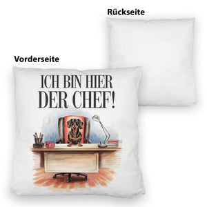 Ich bin hier der Chef Kissen Dackel auf Bürostuhl