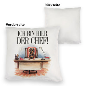 Ich bin hier der Chef Kissen Dackel auf Bürostuhl