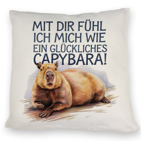 Glücklich mit dir fröhliches Capybara Kissen