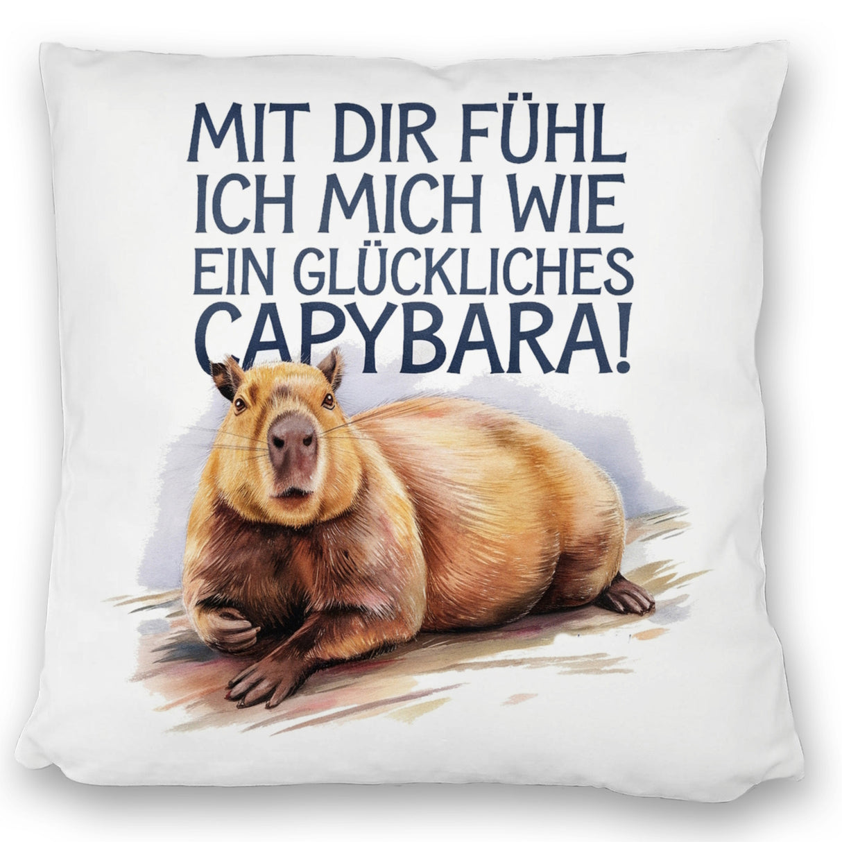 Glücklich mit dir fröhliches Capybara Kissen