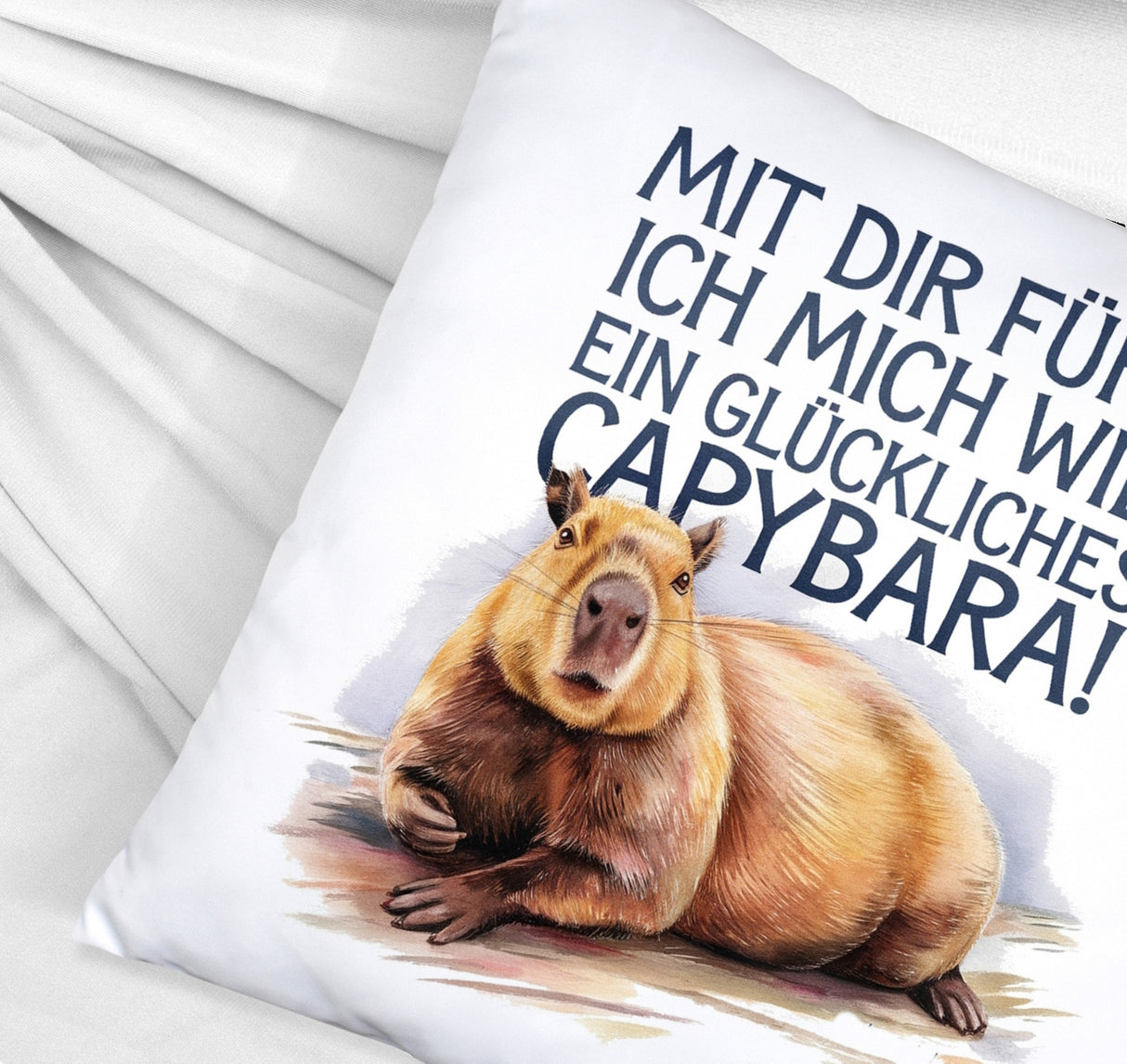 Glücklich mit dir fröhliches Capybara Kissen