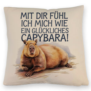 Glücklich mit dir fröhliches Capybara Kissen